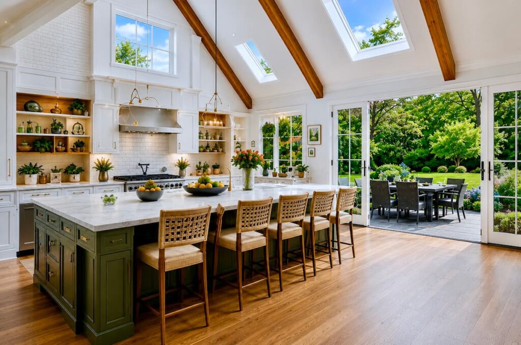 Completed ground-floor great room addition Litchfield County CT